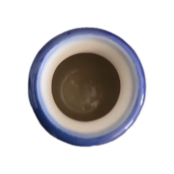 Boleslawiec Vintage WR UNIKAT Polish Pottery Blue FlowersPATTERN VASE 3.25" EUC - Picture 3 of 8